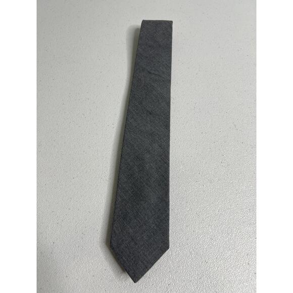 J. Crew The Cotton Tie Solid Gray Pattern Designer Skinny Tie NWOT - Picture 3 of 7